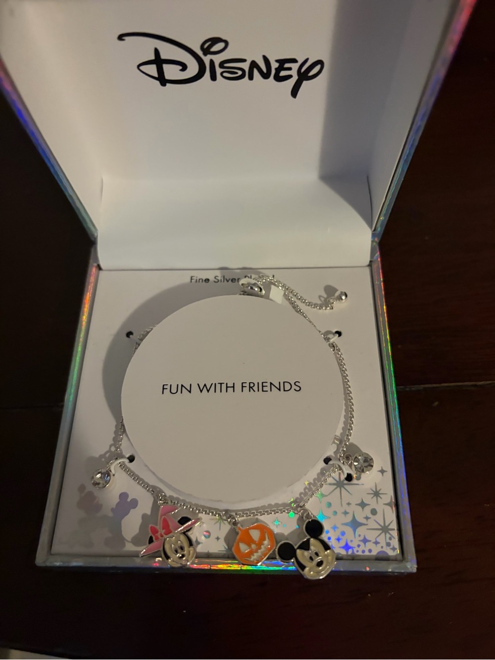 Disney Halloween Silver Mickey & Friends Charm Bracelet - Pink, Orange, Black